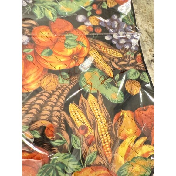 4 VTG Fall Harvest Quilted Placemats Cornucopia Pumpkin Thanksgiving table top - Picture 14 of 15